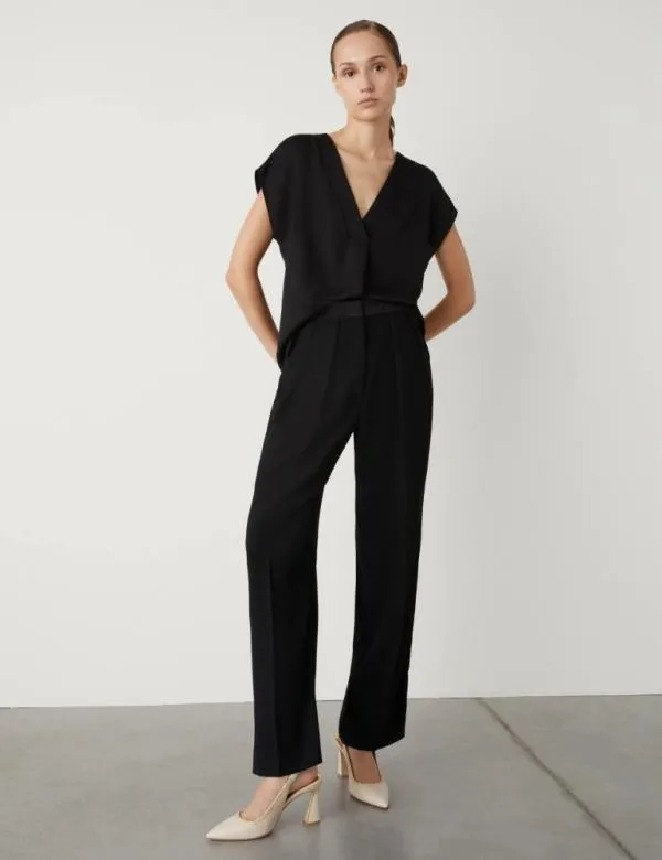 Marella Shirts Women Satin Blouse Black