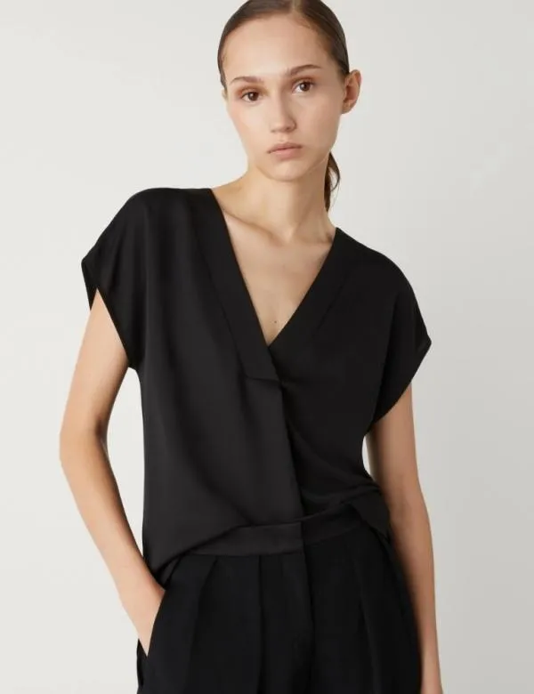 Marella Shirts Women Satin Blouse Black