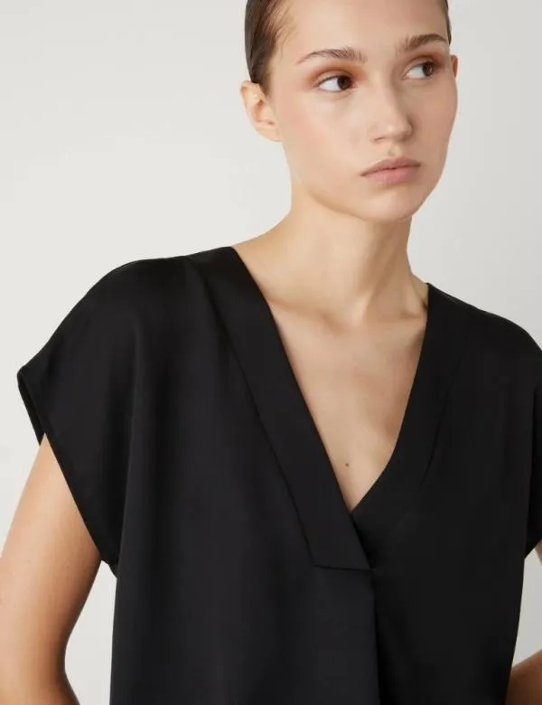 Marella Shirts Women Satin Blouse Black