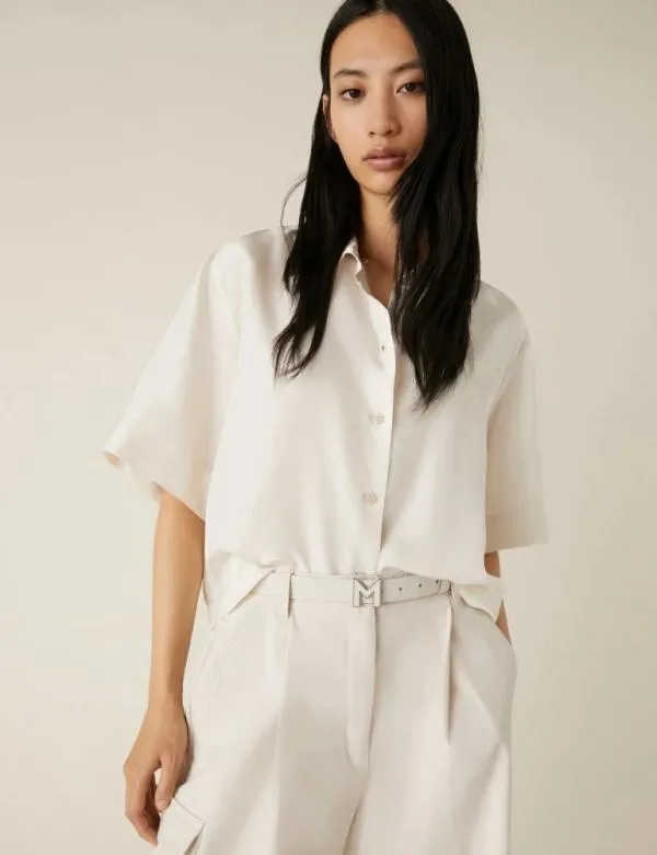 Marella Shirts Women Silk Shirt Wool White