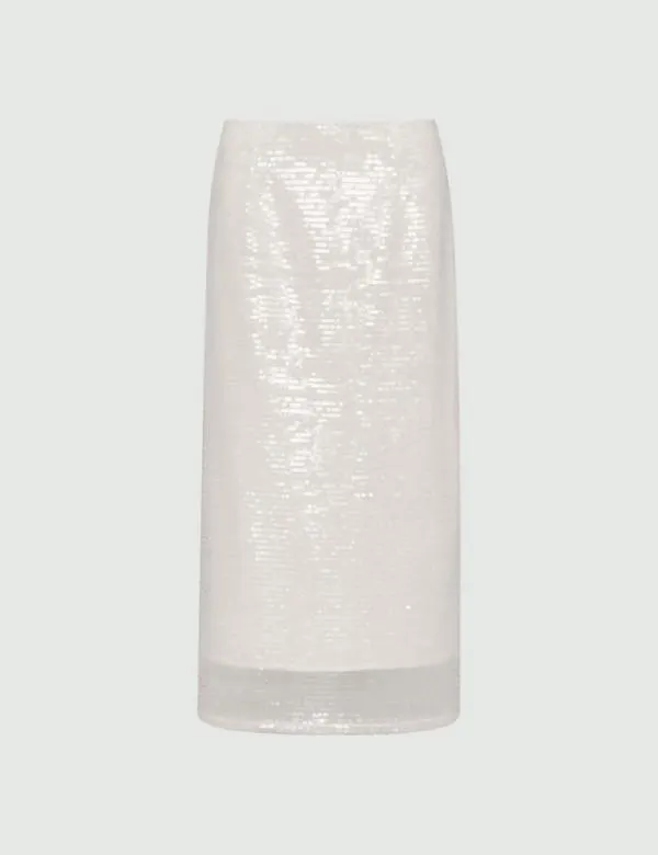 Marella Skirts Women Sequin Skirt Optical White