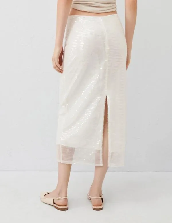 Marella Skirts Women Sequin Skirt Optical White