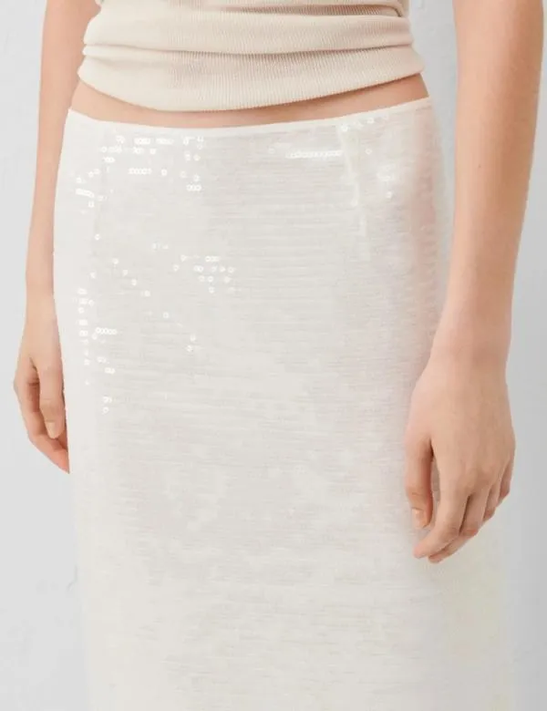 Marella Skirts Women Sequin Skirt Optical White