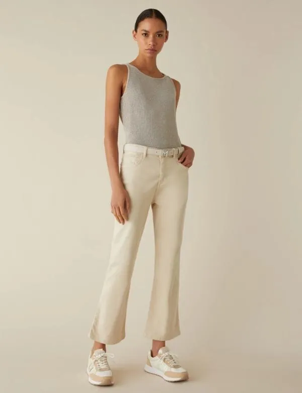 Marella Trousers Women Flared Jeans Wool White