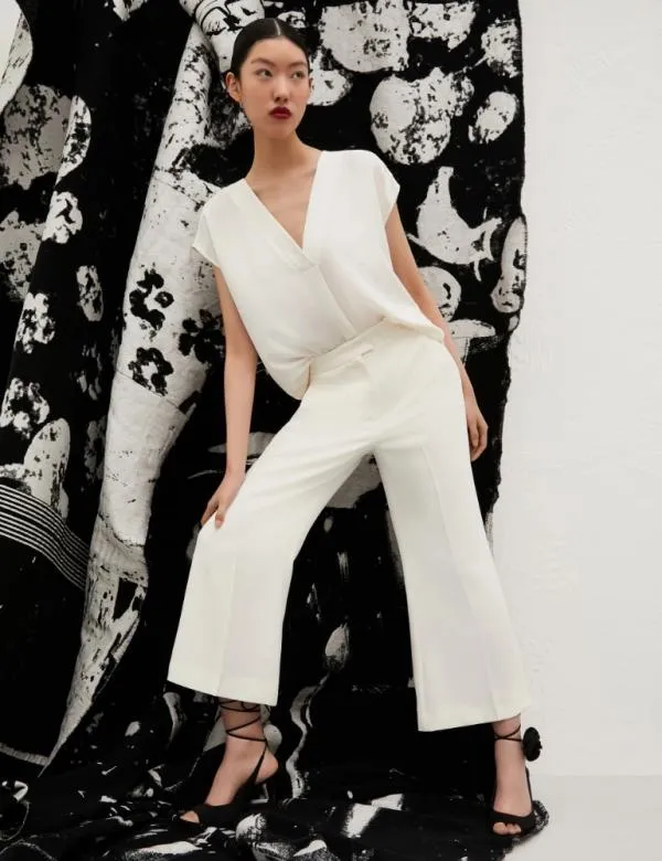 Marella Trousers Women Flared Trousers Wool White