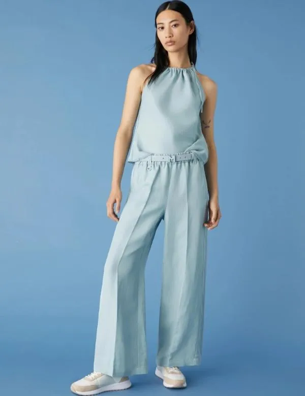 Marella Trousers Women Linenblend Trousers Skyblue