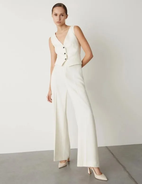 Marella Trousers Women Wideleg Trousers Wool White