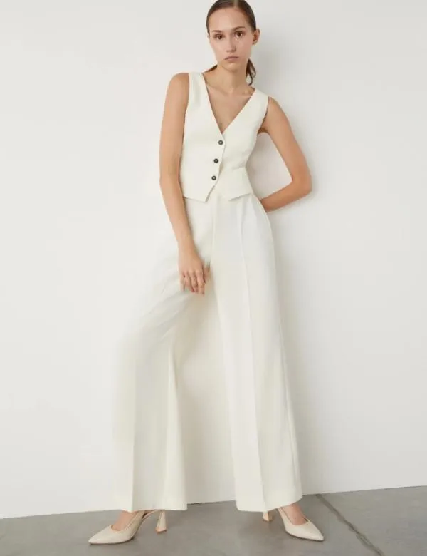 Marella Trousers Women Wideleg Trousers Wool White