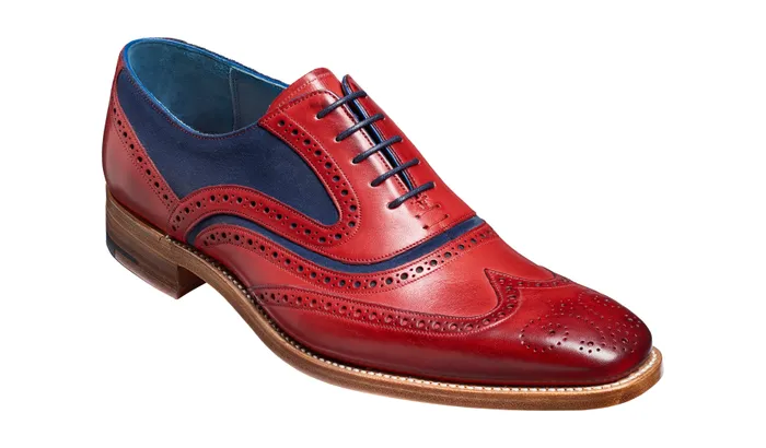 McClean 8211 Red Hand Painted Navy Suede Men Barker Shoes Mens Brogues