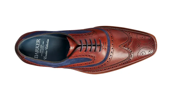 McClean 8211 Rosewood Calf Navy Suede Men Barker Shoes Mens Oxfords