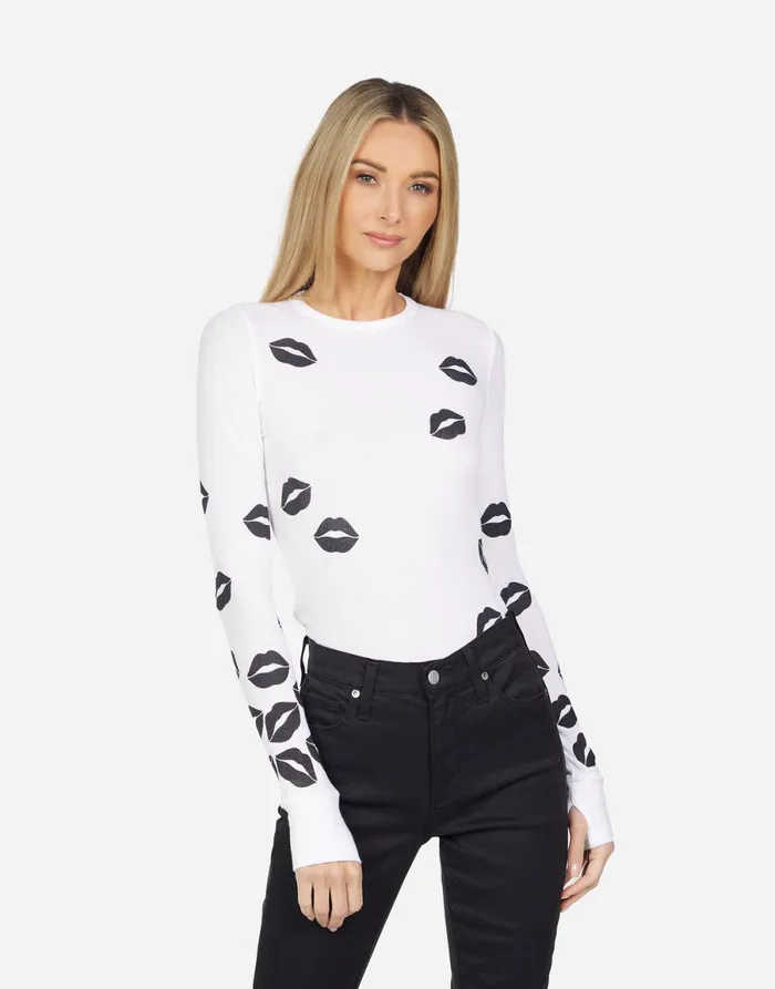 McKinley Scattered Lip White Women039s Lauren Moshi Long Sleeve