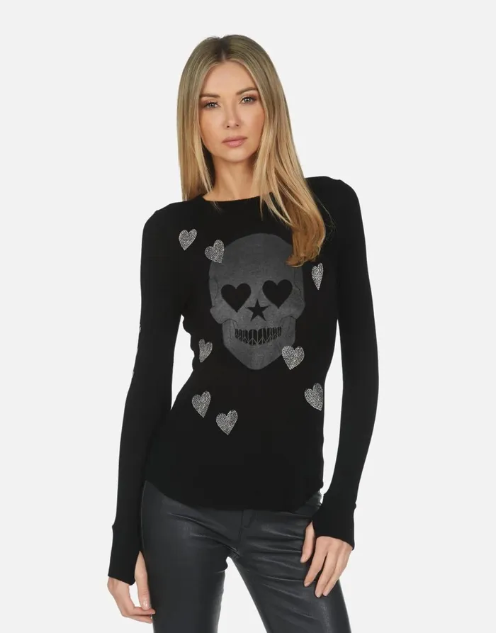 McKinley X Crystal Peace Love Skull Black Women039s Lauren Moshi Long Sleeve
