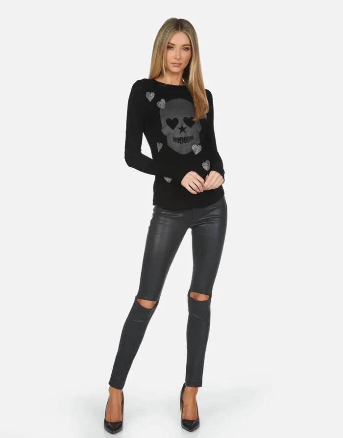 McKinley X Crystal Peace Love Skull Black Women039s Lauren Moshi Long Sleeve