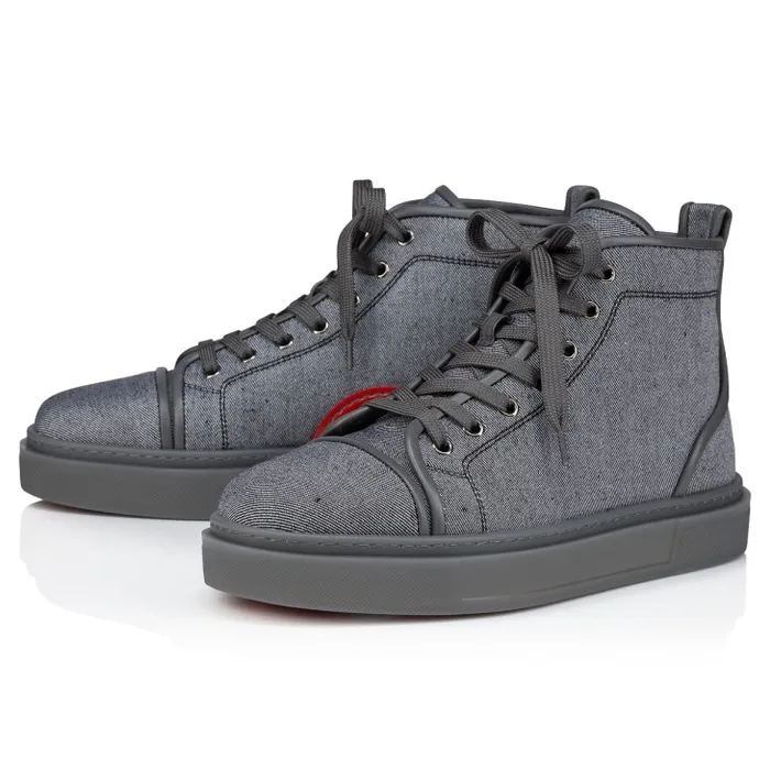 Men Adolon Hightop Sneakers 8211 Linen And Calf Leather 8211 Smoky Christian Louboutin Sneakers Men Adolon Hightop Sneakers 8211 Linen And Calf Leather 8211 Smoky Christian Louboutin Sneakers