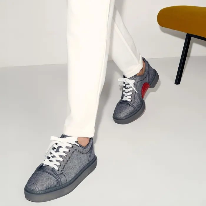 Men Adolon Junior Sneakers 8211 Linen And Calf Leather 8211 Smoky Christian Louboutin Sneakers Men Adolon Junior Sneakers 8211 Linen And Calf Leather 8211 Smoky Christian Louboutin Sneakers