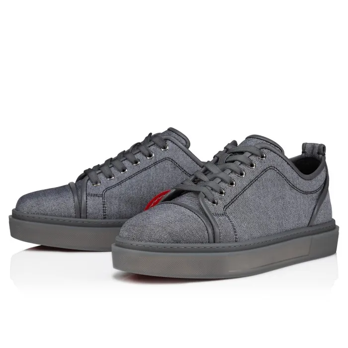 Men Adolon Junior Sneakers 8211 Linen And Calf Leather 8211 Smoky Christian Louboutin Sneakers