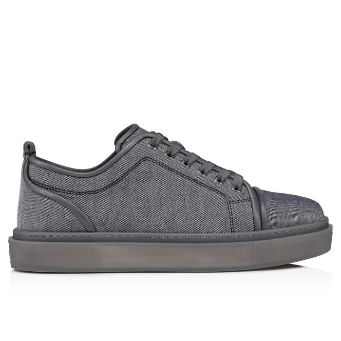Men Adolon Junior Sneakers 8211 Linen And Calf Leather 8211 Smoky Christian Louboutin Sneakers