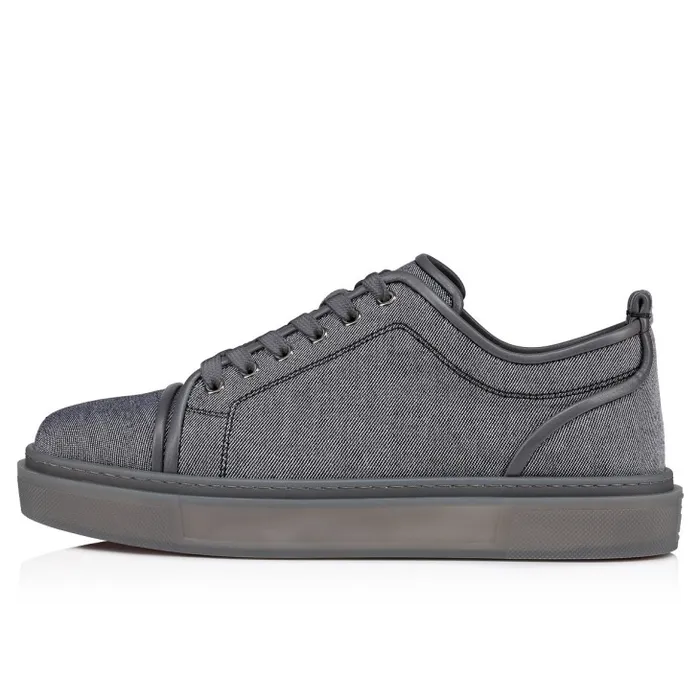 Men Adolon Junior Sneakers 8211 Linen And Calf Leather 8211 Smoky Christian Louboutin Sneakers