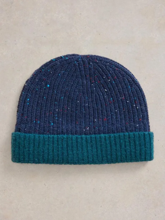 Men Albie Rib Knit Beanie Navy Multi White Stuff Hats