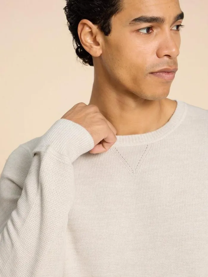 Men Attadale Crew Neck Jumper Light Grey White Stuff Knitwear