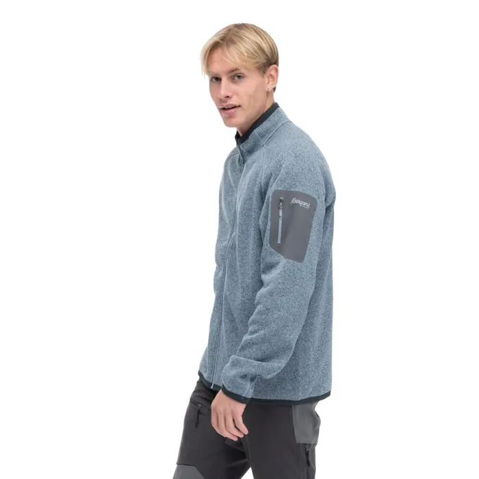 Men Bergans Of Norway Fleece Kamphaug Knitted Jacket Husky Blue