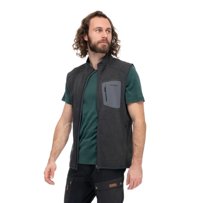 Men Bergans Of Norway Fleece Kamphaug Knitted Vest Dark Shadow Grey