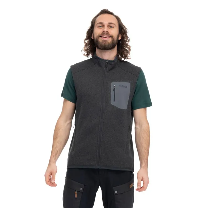 Men Bergans Of Norway Fleece Kamphaug Knitted Vest Dark Shadow Grey