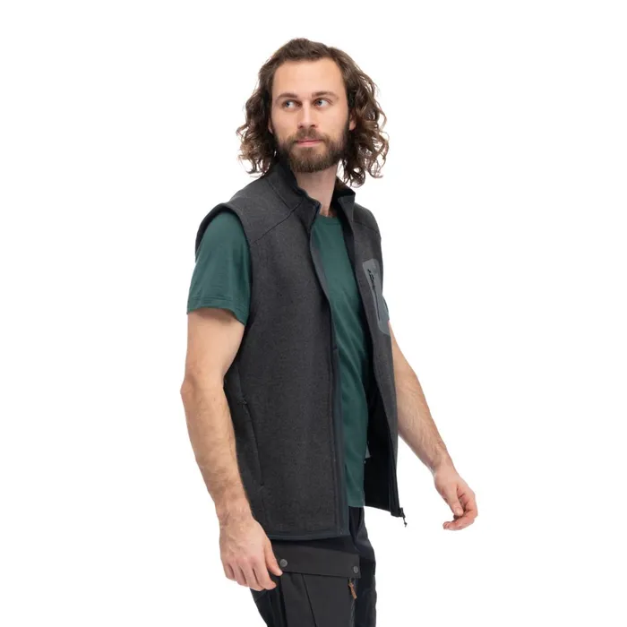 Men Bergans Of Norway Fleece Kamphaug Knitted Vest Dark Shadow Grey