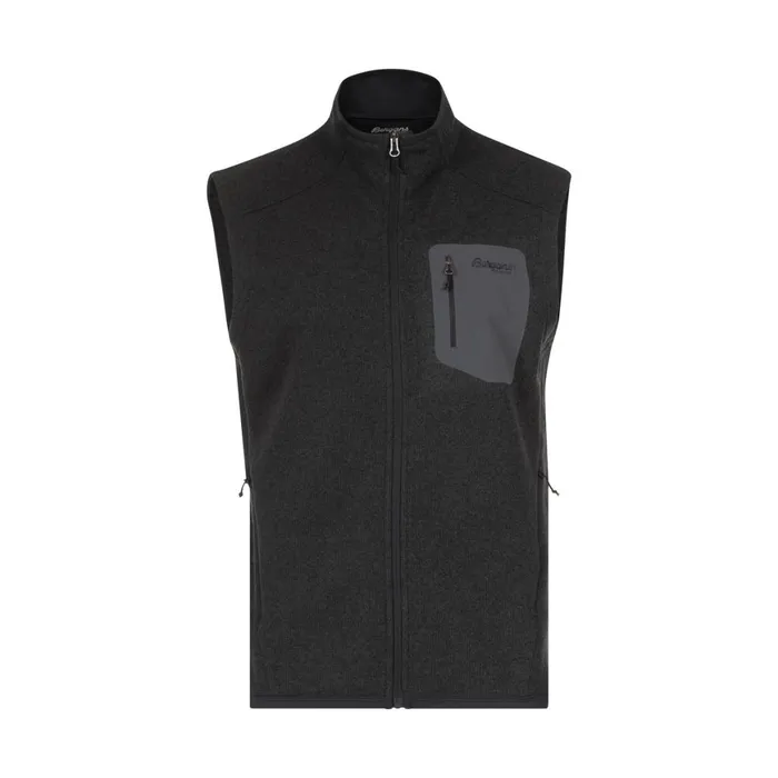 Men Bergans Of Norway Fleece Kamphaug Knitted Vest Dark Shadow Grey