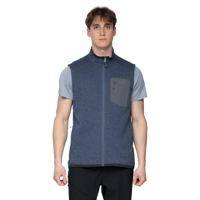 Men Bergans Of Norway Fleece Kamphaug Knitted Vest Granite Blue