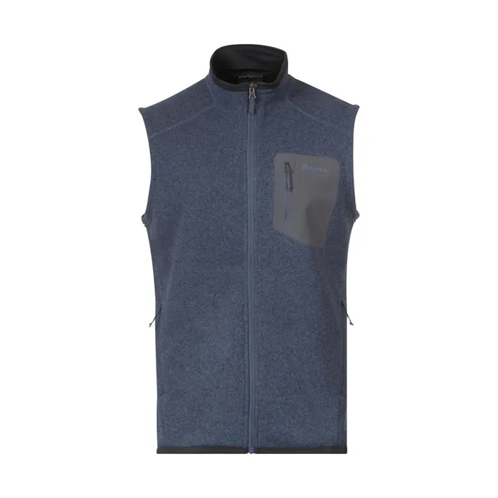 Men Bergans Of Norway Fleece Kamphaug Knitted Vest Granite Blue
