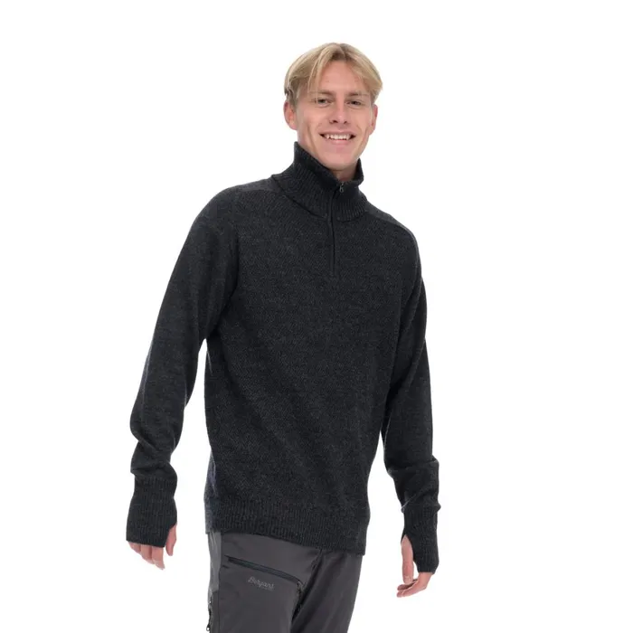 Men Bergans Of Norway Jumpers And Long Sleeves Ulriken Light Merino Jumper Dark Shadow Grey