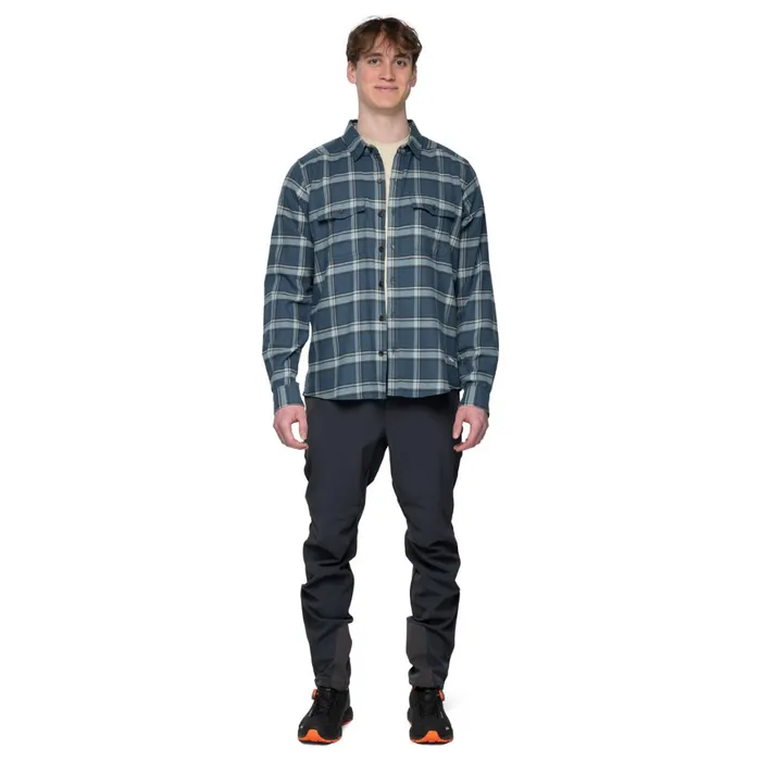 Men Bergans Of Norway Shirts Tovdal Shirt Orion Blue Misty Forest Check