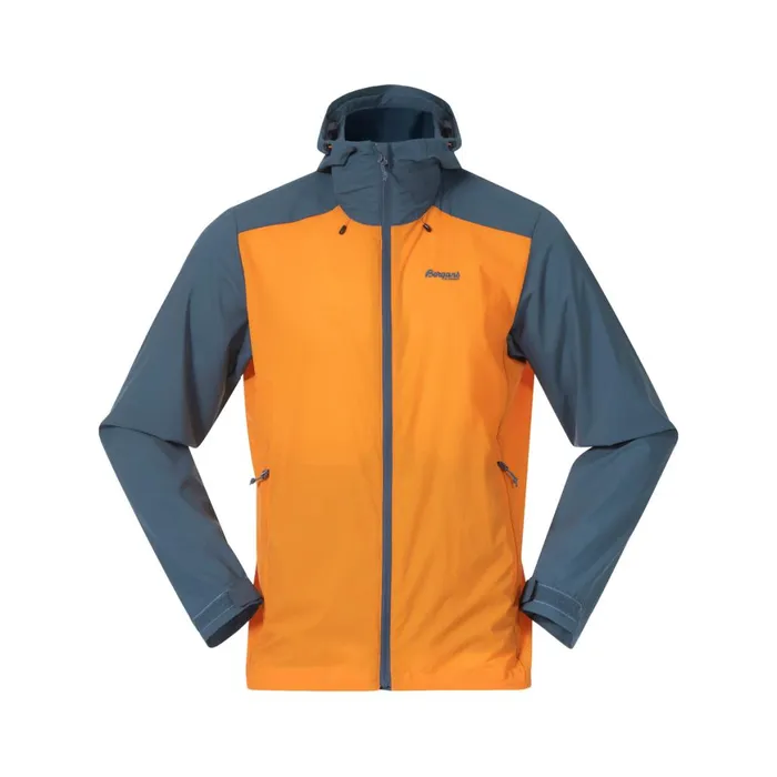 Men Bergans Of Norway Softshell Jackets Skar Light Windbreaker Jacket Cloudberry Yellow Orion Blue