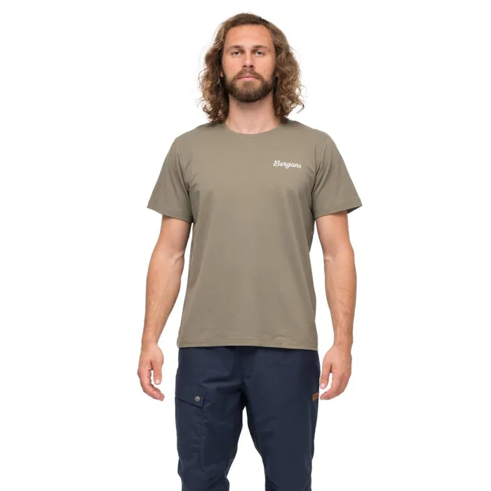Men Bergans Of Norway TShirts Nordmarka Organic Cotton Print Tee Green Mud