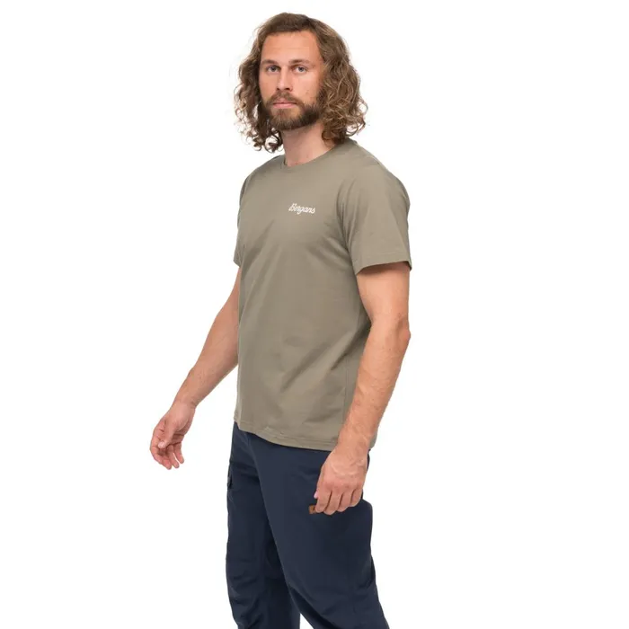 Men Bergans Of Norway TShirts Nordmarka Organic Cotton Print Tee Green Mud