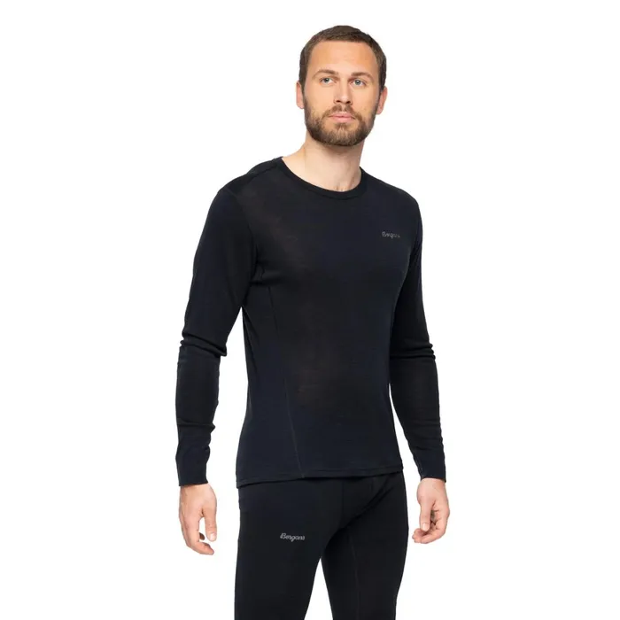 Men Bergans Of Norway Wool Longsleeved Shirts InnerDual Merino Long Sleeve Black
