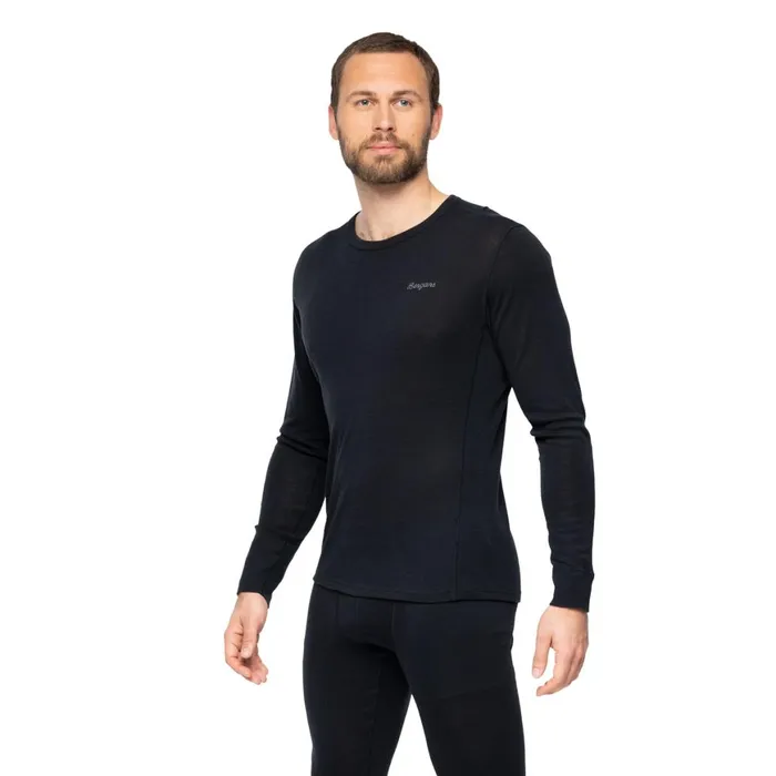 Men Bergans Of Norway Wool Longsleeved Shirts InnerDual Merino Long Sleeve Black