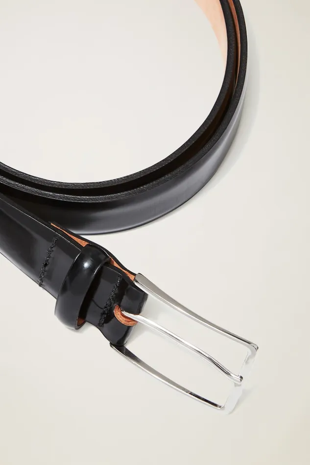 Men Bonobos Belts Men039s Premium HighGloss Leather Dress Belt Black