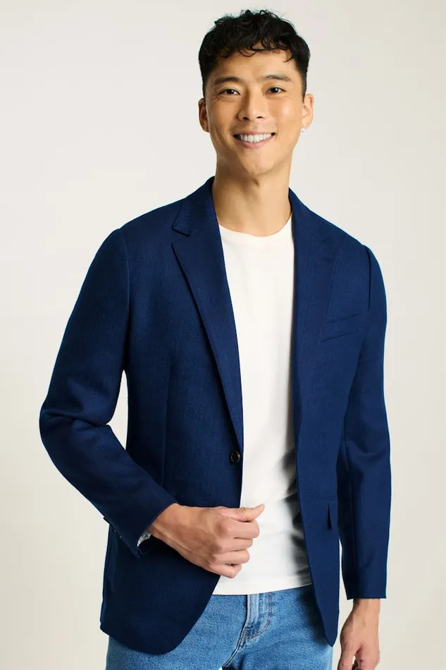 Men Bonobos Blazers and Sport Coats Effortlessly Refined Bonobos Jetsetter Unconstructed Blazer Blue Herringbone