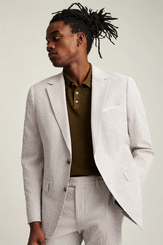 Men Bonobos Blazers and Sport Coats Jetsetter Italian Seersucker Blazer Khaki And White Stripe Men Bonobos Blazers and Sport Coats Jetsetter Italian Seersucker Blazer Khaki And White Stripe