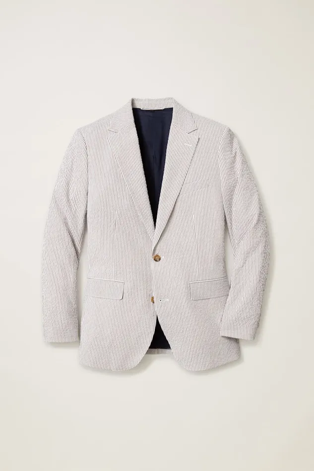 Men Bonobos Blazers and Sport Coats Jetsetter Italian Seersucker Blazer Khaki And White Stripe Men Bonobos Blazers and Sport Coats Jetsetter Italian Seersucker Blazer Khaki And White Stripe