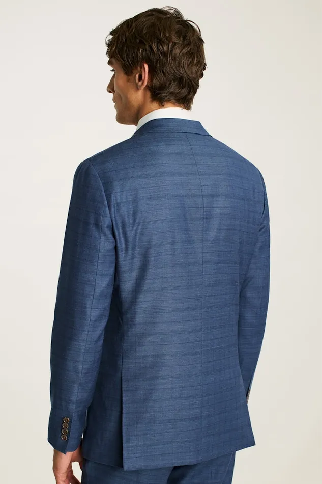Men Bonobos Blazers and Sport Coats Jetsetter Stretch Wool Suit Jacket Mid Blue Glen Plaid