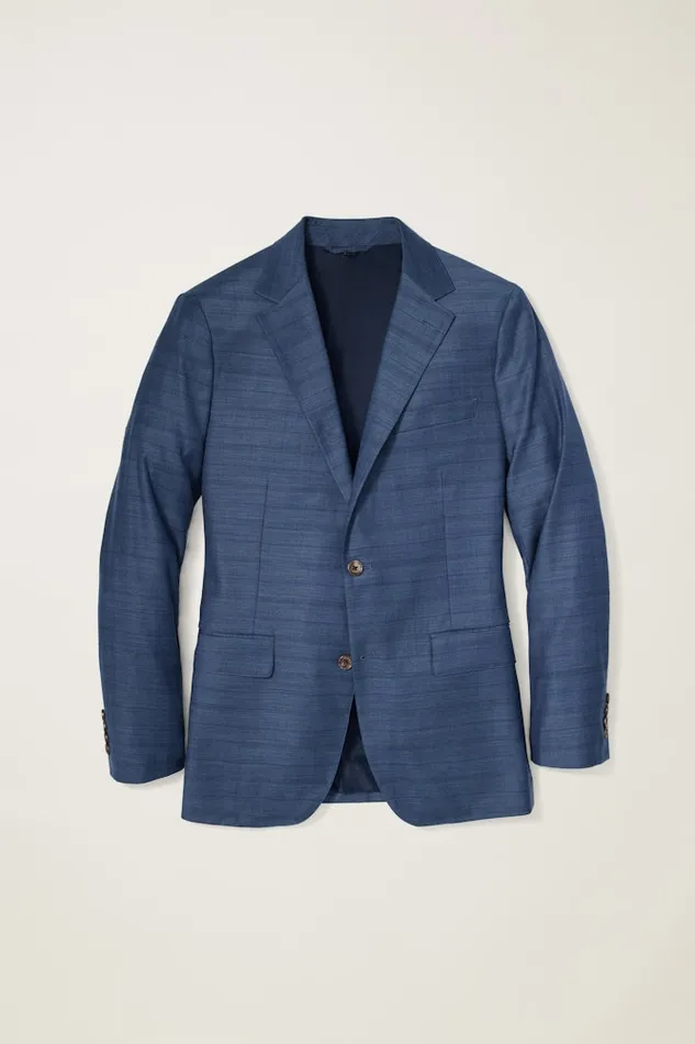 Men Bonobos Blazers and Sport Coats Jetsetter Stretch Wool Suit Jacket Mid Blue Glen Plaid