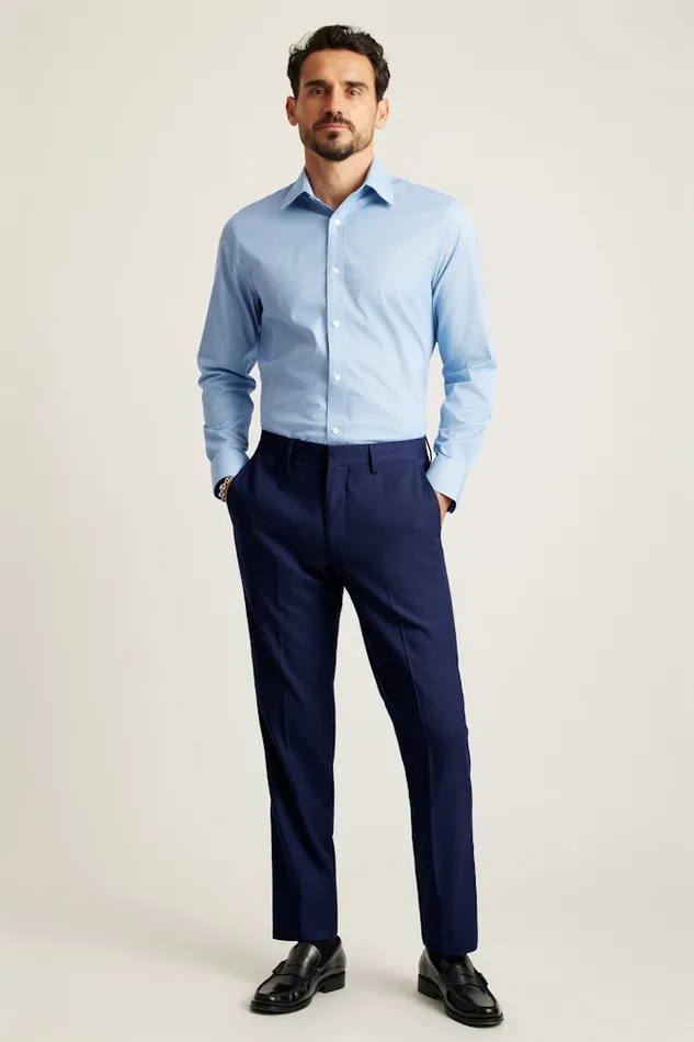 Men Bonobos Business Casual Shirts Easy WrinkleResistant Bonobos Weekday Warrior Dress Shirt Bright Blue Puppytooth