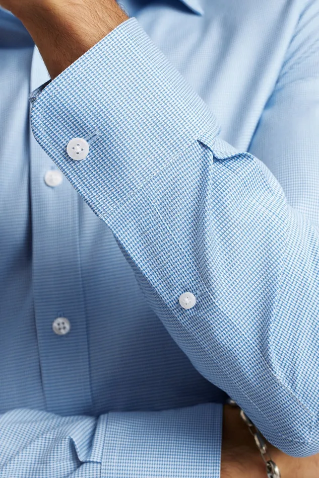 Men Bonobos Business Casual Shirts Easy WrinkleResistant Bonobos Weekday Warrior Dress Shirt Bright Blue Puppytooth