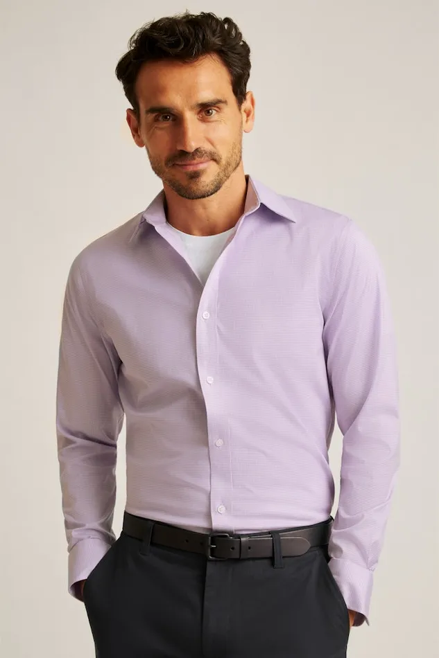 Men Bonobos Business Casual Shirts Easy WrinkleResistant Bonobos Weekday Warrior Dress Shirt Lavender Micro Houndstooth