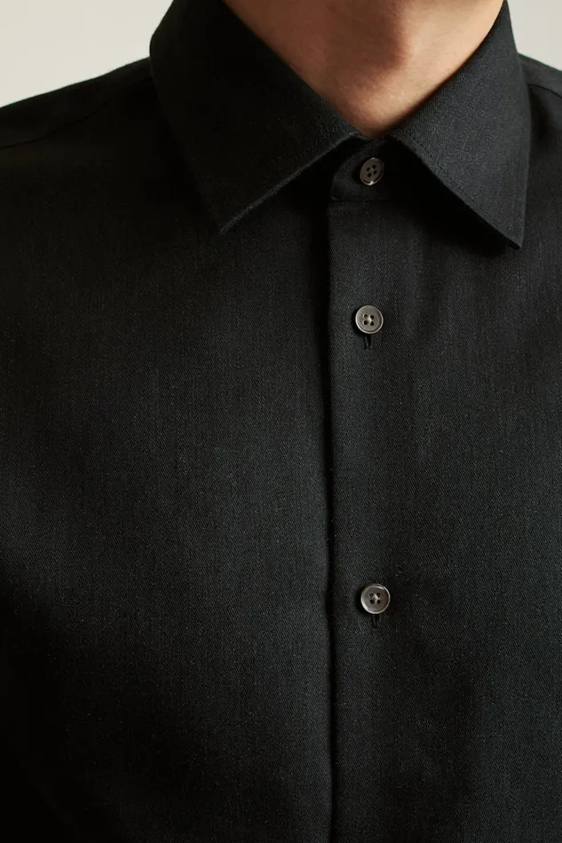 Men Bonobos Business Casual Shirts Jetsetter Premium Linen Dress Shirt Black