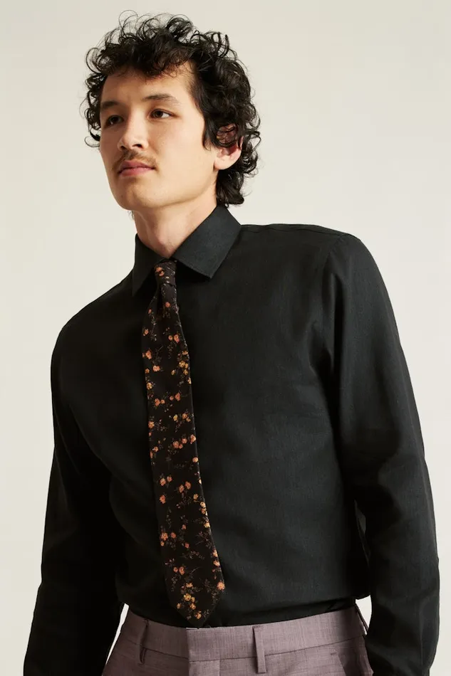 Men Bonobos Business Casual Shirts Jetsetter Premium Linen Dress Shirt Black