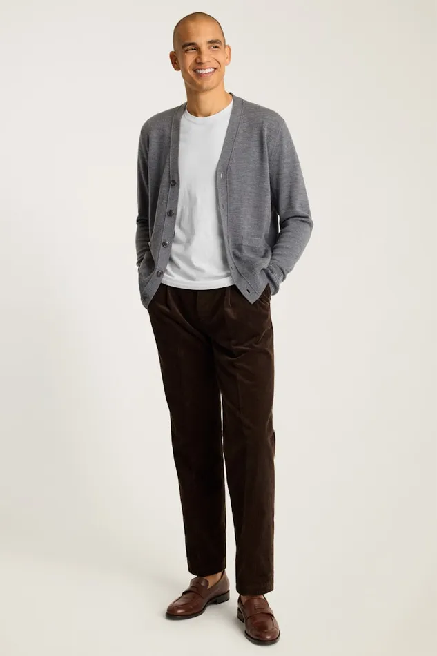 Men Bonobos Cardigan Sweaters Washable Merino Cardigan Charcoal